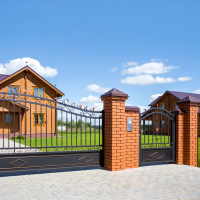 Уличные откатные ворота кованые