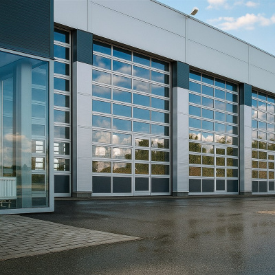 Секционные ворота панорамные из холодного алюминия AluTrend и AluPro