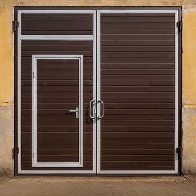 Распашные ворота в здание из сэндвич панелей