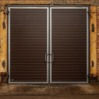 Распашные ворота в здание из сэндвич панелей