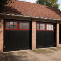 Распашные гаражные ворота с панорамными вставками