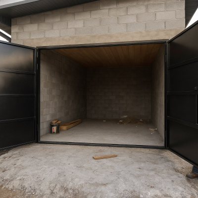 Распашные гаражные ворота из металла и металлопрофиля