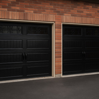 Распашные гаражные ворота с панорамными вставками