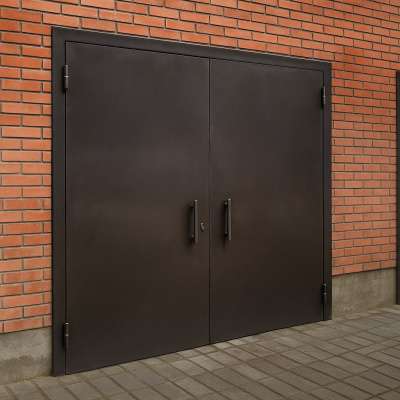 Распашные ворота в здание из металла