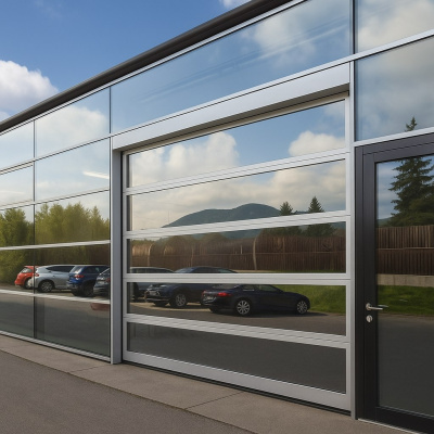 Секционные ворота панорамные из теплого алюминия AluTherm