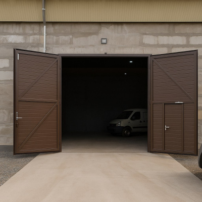 Распашные гаражные ворота из сэндвич панели