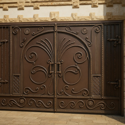 Распашные гаражные ворота из металла и металлопрофиля