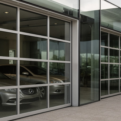 Секционные ворота панорамные из теплого алюминия AluTherm