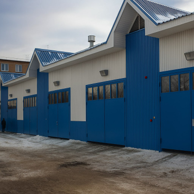 Распашные ворота в здание из металла