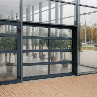 Секционные ворота панорамные из теплого алюминия AluTherm